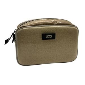 UGG Sherpa Clear Travel Cosmetic Bag Zip Pouch Toiletry Case Beige Brown